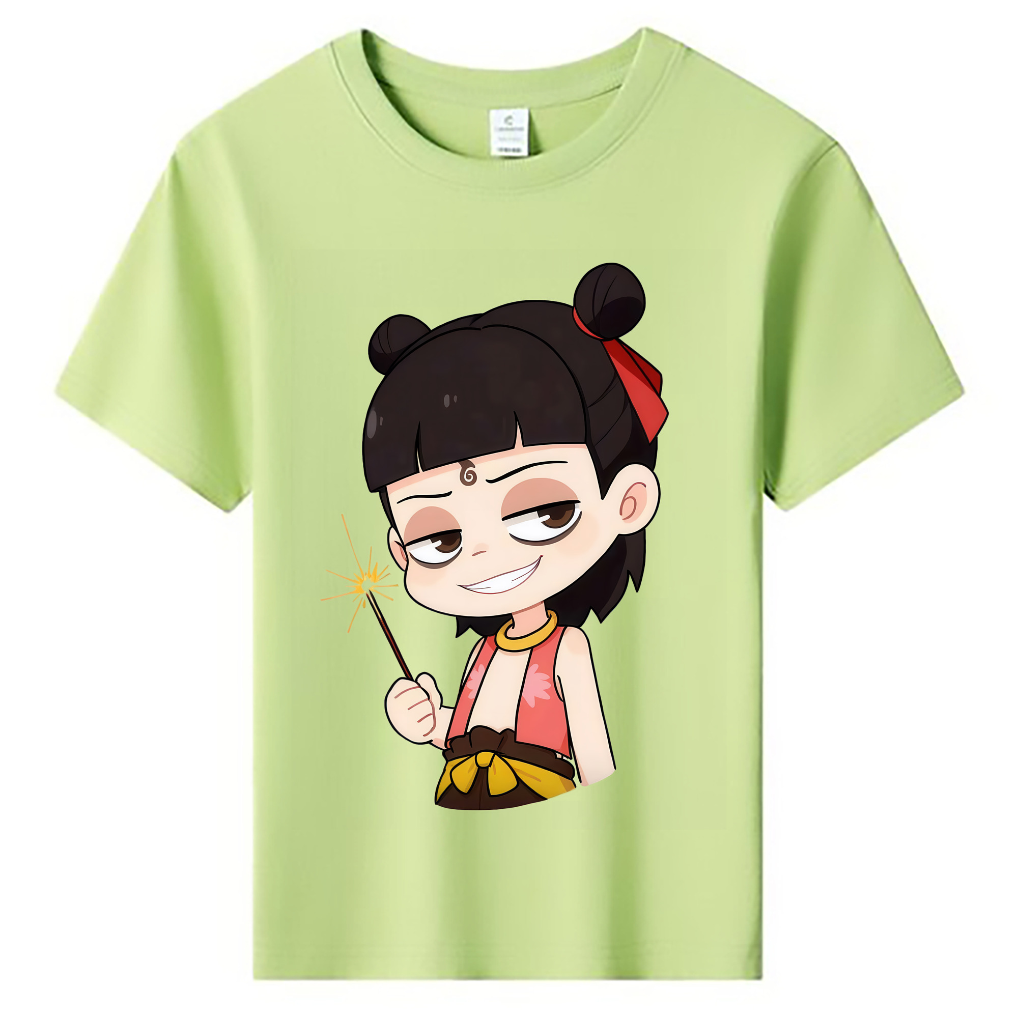 （画像用） Ne Zha 2 ナタ 魔童の大暴れ 綿100％キッズTシャツ（フロントプリント）